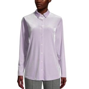 Lands' End Women's Lavender Velvet Button-Down Tunic Size S